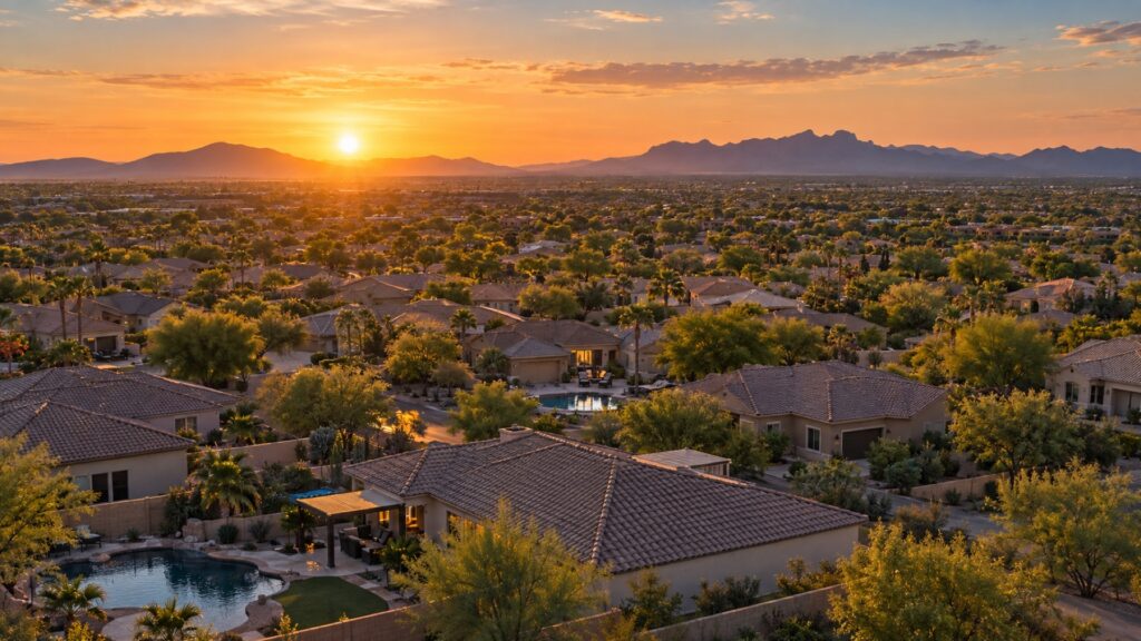 East Valley rooftops at sunset